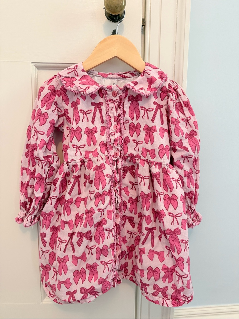 Smockingbird Pink Bow-Print Dress